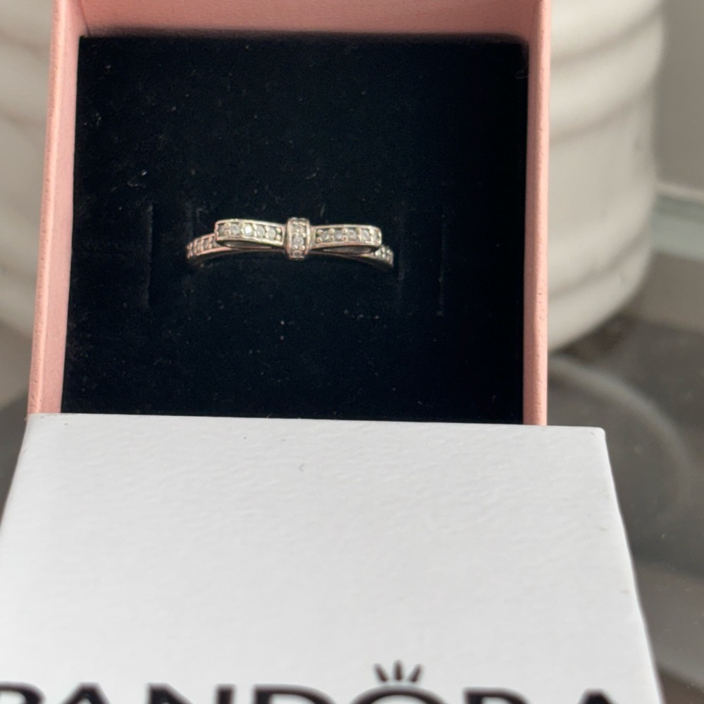 Pandora Silver Ring with Clear Stones AUTHENTIC